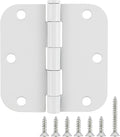 6 Pack 3.5 Inch Door Hinges White Matte Rounded 3 1/2 Inch Noise Free Iron by TDCHINGES