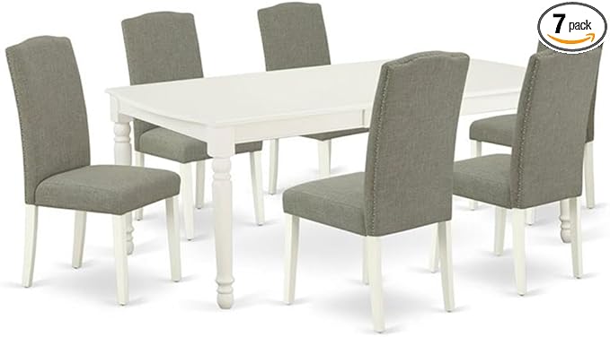 East West Furniture DOEN7-LWH-06 7 Piece Dining Room Set Consist of a Rectangle by EastWestFurniture