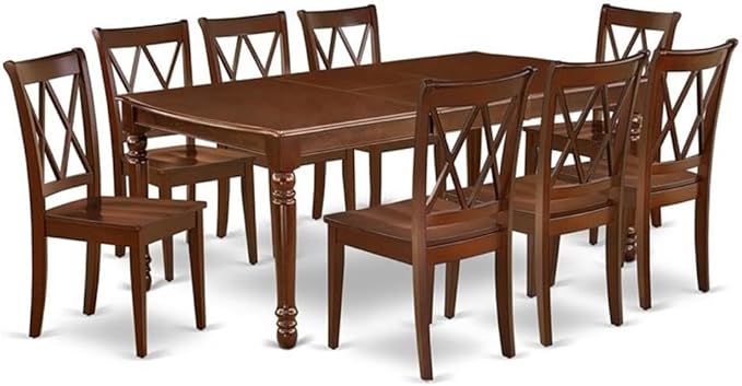 East West Furniture DOCL9-MAH-W 9 Piece Dining Table Set Includes a Rectangle by EastWestFurniture