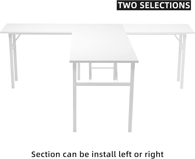 DlandHome Reversible L-Shaped Desk Large Corner Desk Folding Table Computer - Image 6