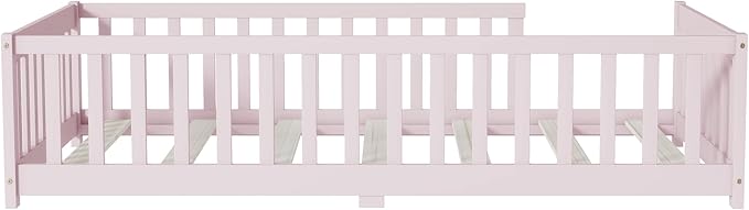 Bellemave Twin Floor Bed with Slats and Safety Guardrails, Kids Montessori - Image 8