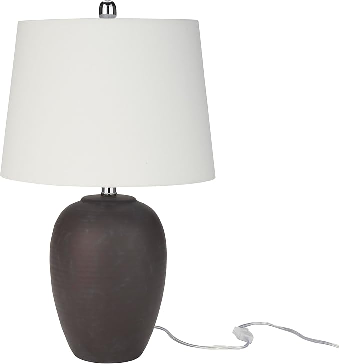 Nourison Home 23" Dark Purple Distressed Ceramic Pot Table Lamp - Image 2