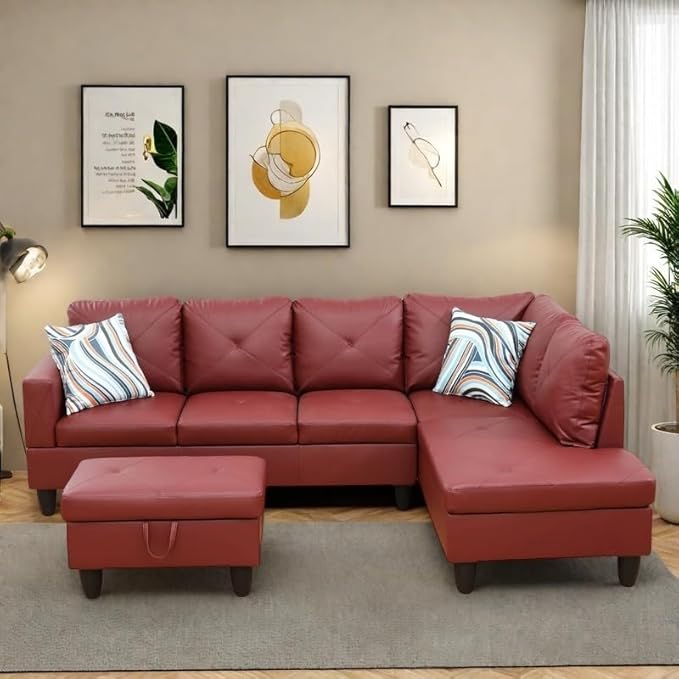 NAYSAYE L Shaped Couch, Leather Modular Sectional Couch - Image 3