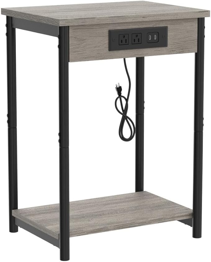 TUTOTAK Small Night Stand with Charging Station, End Table Set of 2, Side Table - Image 5