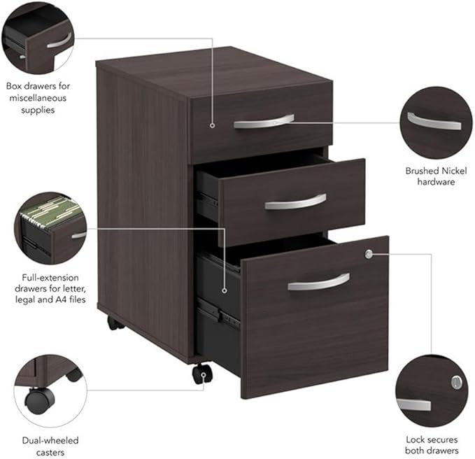 Bush Business Furniture Arrive 3 Drawer Mobile File Cabinet - Image 6