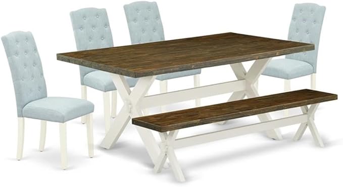 East West Furniture X077CE215-6 6 Piece Dining Table Set Contains a Rectangle by EastWestFurniture