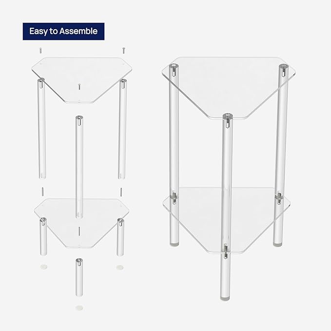 HMYHUM Clear Acrylic Triangle End Table, Corner Side Table - Image 7