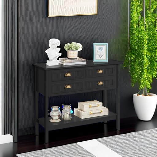 Yaheetech Console Table with 4 Drawers, Sofa Side Table with Bottom Open - Image 5