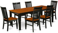 East West Furniture QUWE7-BCH-W 7 Piece Dining Table Set Consist of a Rectangle by EastWestFurniture