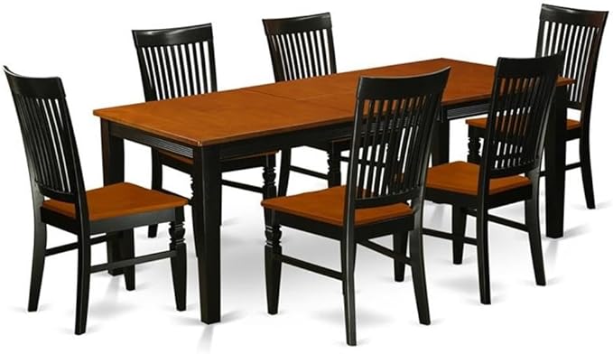 East West Furniture QUWE7-BCH-W 7 Piece Dining Table Set Consist of a Rectangle by EastWestFurniture