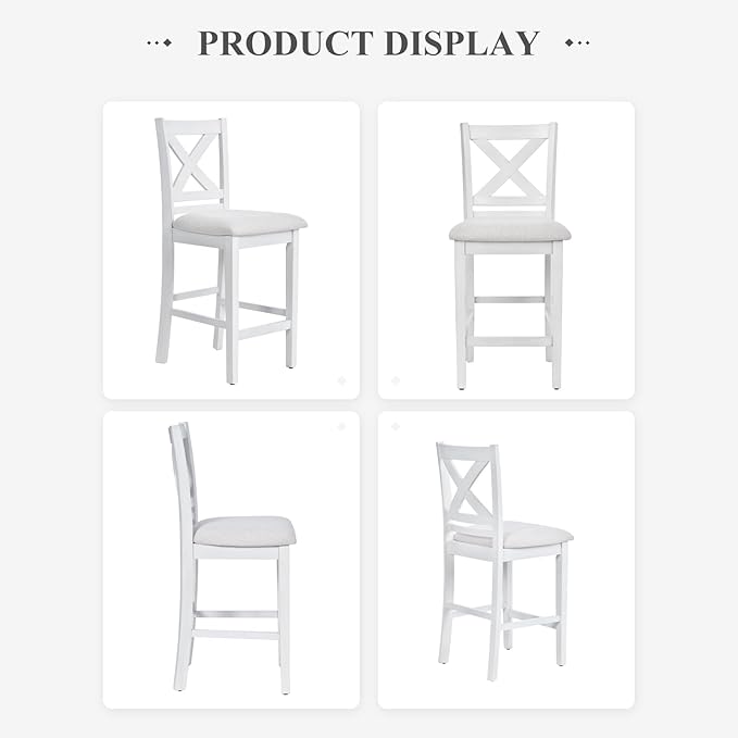 Upholstered Counter Height Bar Stools Set of 2, Modern Kitchen Island Barstools - Image 6