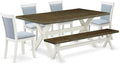 East West Furniture X077MZ015-6 6 Piece Dining Table Set Contains a Rectangle by EastWestFurniture