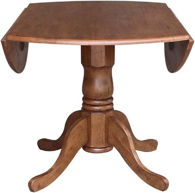 IC International Concepts 42-Inch Round Dual Drop Leaf Pedestal Dining Table - Image 9