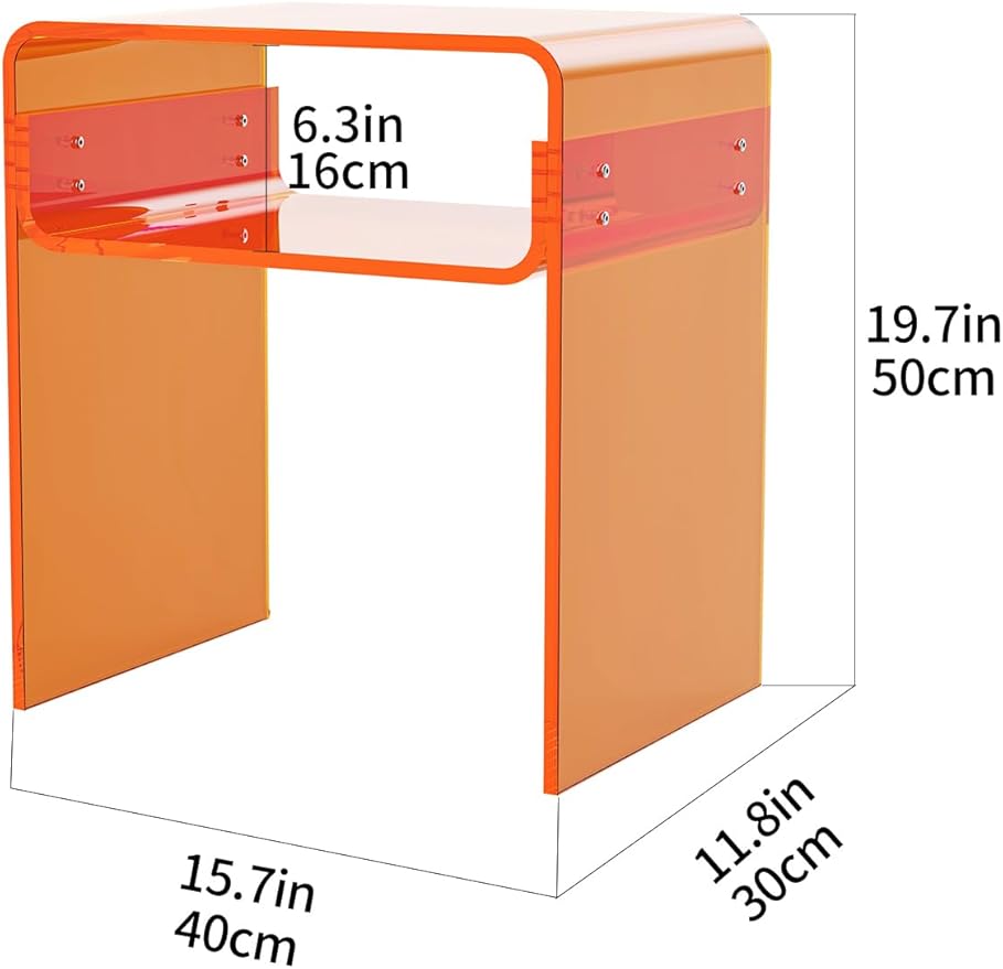 Clear Acrylic End Table 2-Tier Bedside nightstand - Image 3