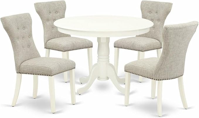 East West Furniture HLGA5-LWH-35 5 Piece Dining Table Set Includes a Round by EastWestFurniture