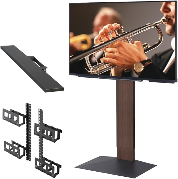 WALL V3 High Type TV Stand w/Multi-Device Holder and Soundbar Shelf L Black Set by WALL