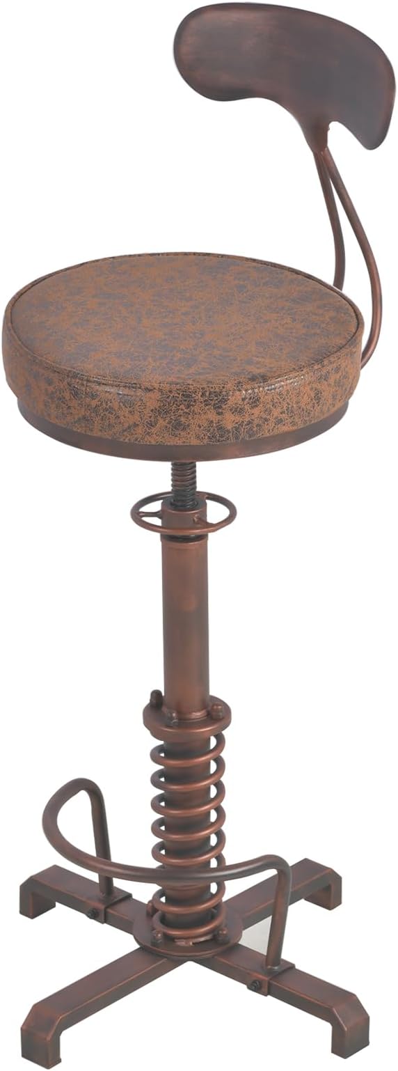 Industrial Bar Stool with Metal Backrest Rustic Coffee Stools with Swivel - Image 7