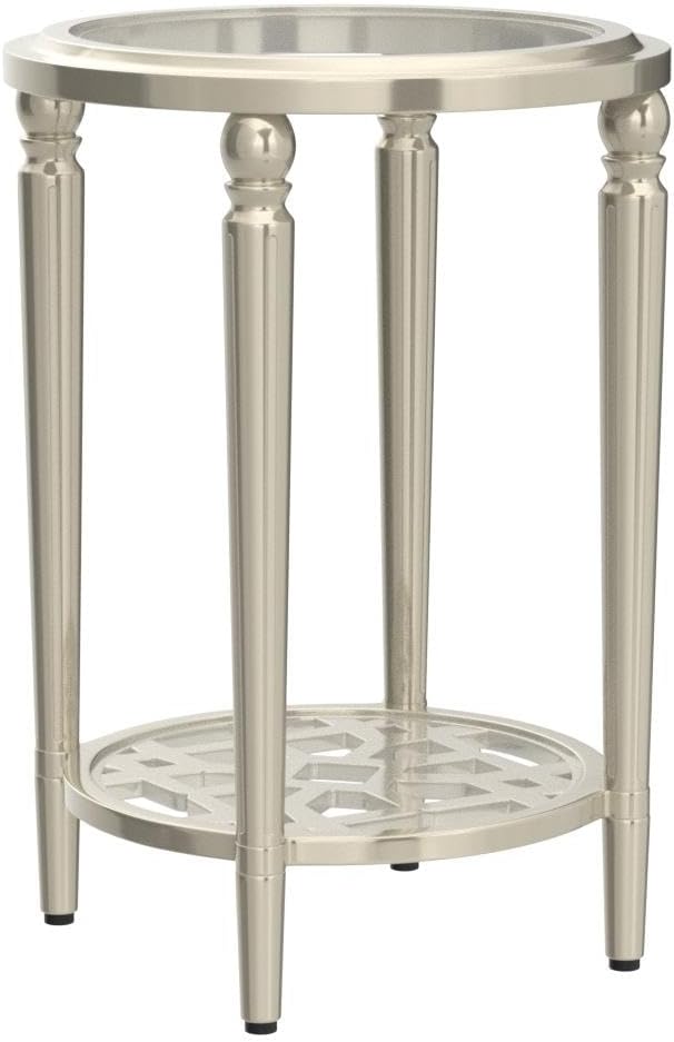 COSIEST Set of 2 Modern Round End Table, 2-Tier Glass Side Table - Image 5