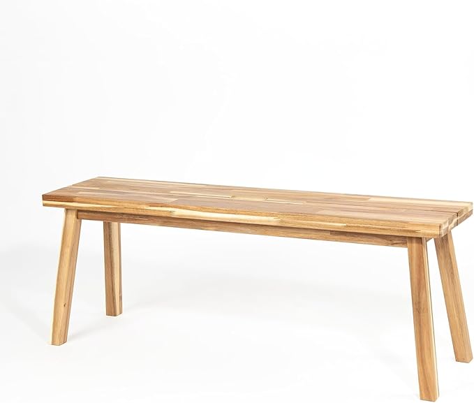 Bench 100% Solid Acacia Wood, Wax Galvanized Finish, Easy Assembly, End Table by ARROWSTONE