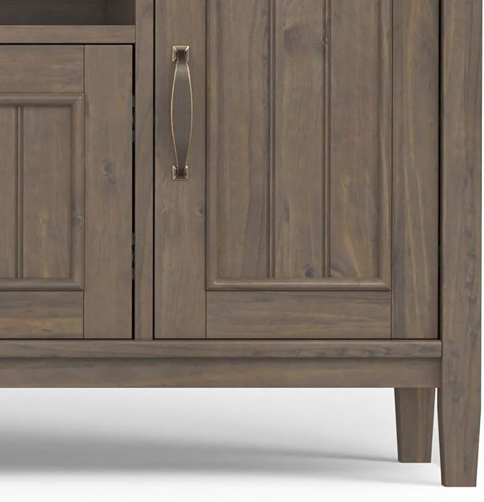 SIMPLIHOME Lev SOLID WOOD 72 Inch Wide Contemporary TV Media Stand in Smoky - Image 8