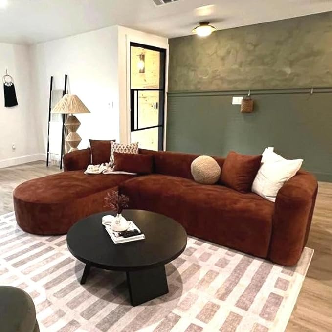 Acanva Luxury Modern Tight Curved Back Velvet Sofa, Minimalist Style Comfy Couch - Image 5