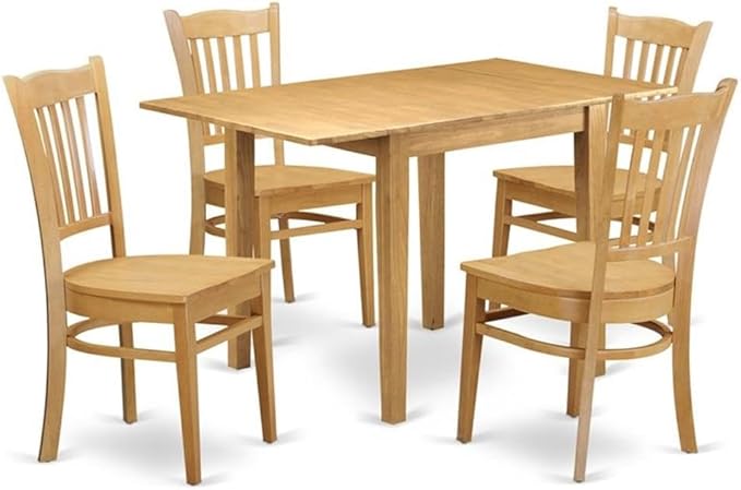 East West Furniture NDGR5-OAK-W 5 Piece Dining Set Includes a Rectangle Dining by EastWestFurniture