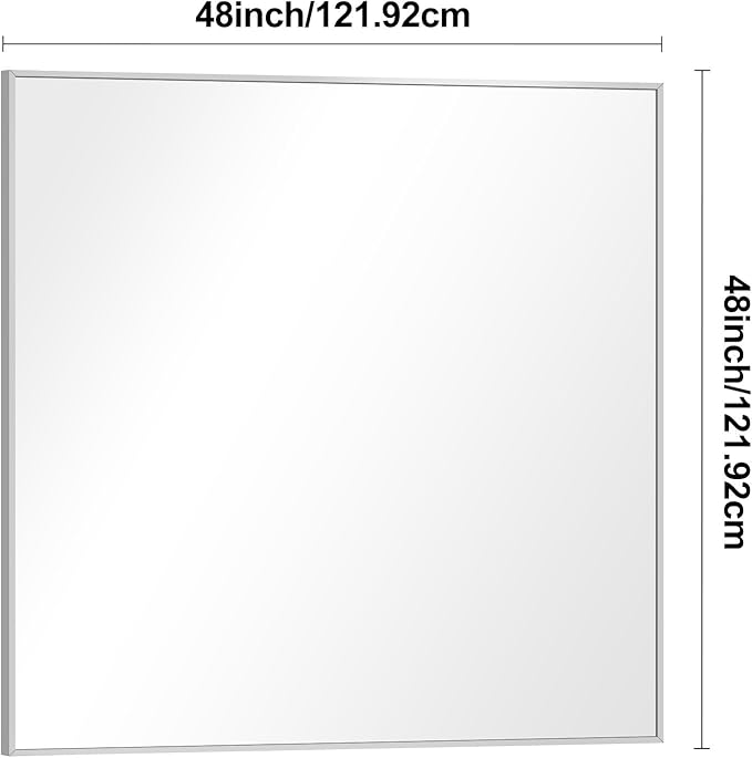 BONEWEI Silver Bathroom Mirror, 48x48 inch Wall Mirror - Image 7