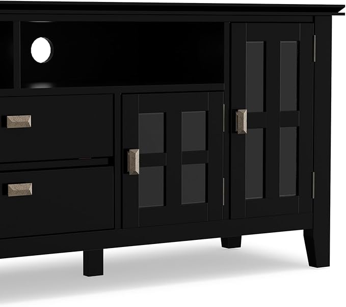 SIMPLIHOME Artisan SOLID WOOD 72 Inch Wide Transitional TV Media Stand in Black - Image 10