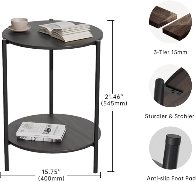 Side Table, Round End Table - Image 2