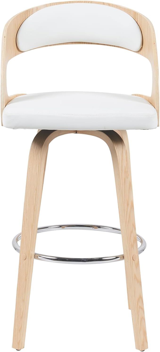 Shelly Modern Bar Height Swivel Stool in Patterned Oak Finish - Image 3