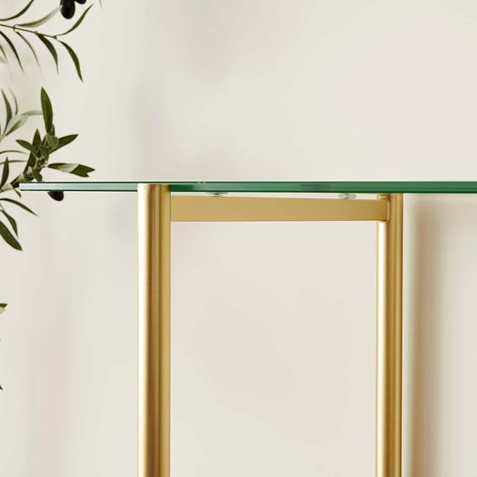 Glass Console Table for Living Room, Foyer & Entrance, 2-Tiers Mid-Century - Image 6