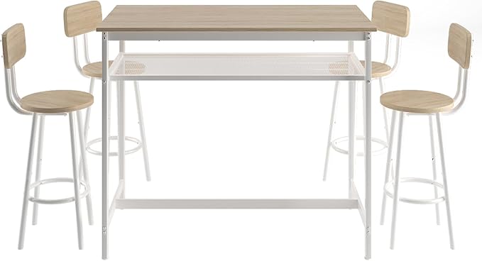 5-Piece Bar Table and Chairs Set, 43.3'' Pub Table Set Modern Small Table and - Image 9