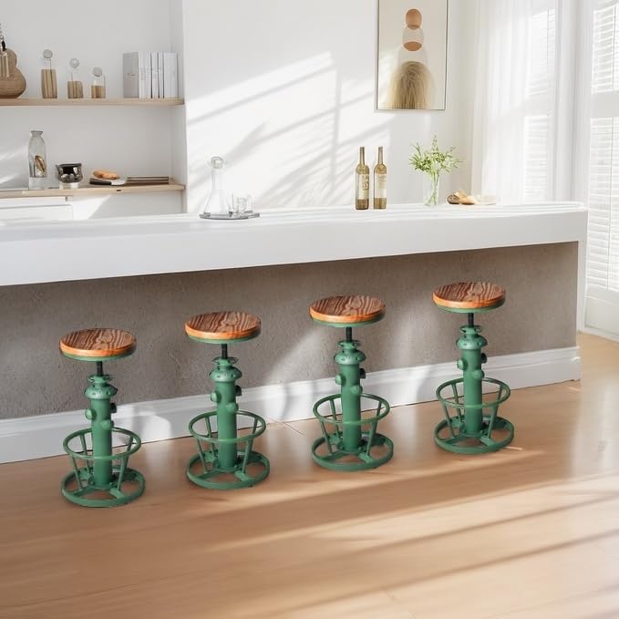 Vintage Bar Stool 24.8-30inch Counter Height Adjustable Industrial Coffee Chair - Image 6