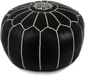 Stuffed Round Design Moroccan Leather Pouf Ottoman, Pre-Filled, 100% Genuine by Unknown