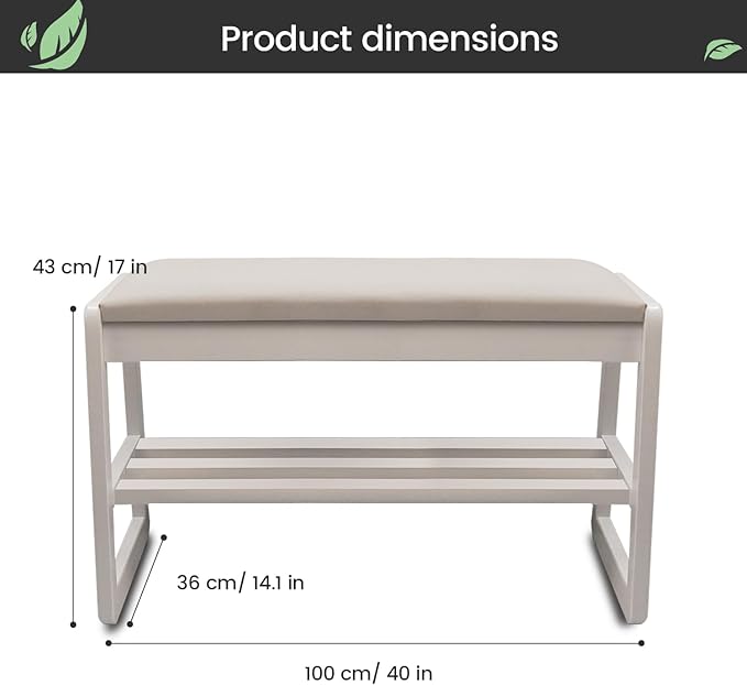 Solid Wood Shoe Rack, 2 Tier Shoe Storage Bench - Image 2