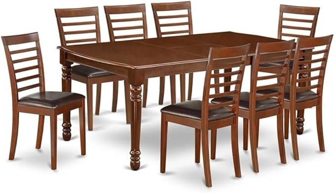 East West Furniture DOML9-MAH-LC 9 Piece Dining Table Set Includes a Rectangle by EastWestFurniture