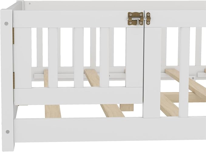 Bellemave Full Floor Bed with Slats and Safety Guardrails, Kids Montessori - Image 6