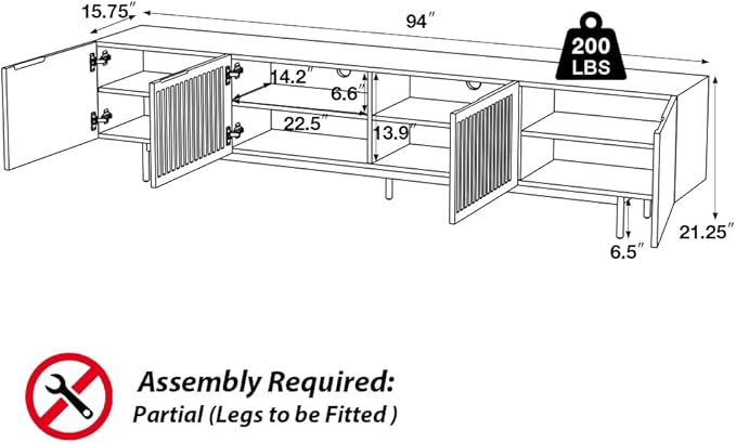 POVISON Full Assembled Mid-Century Modern TV Stand - Image 2