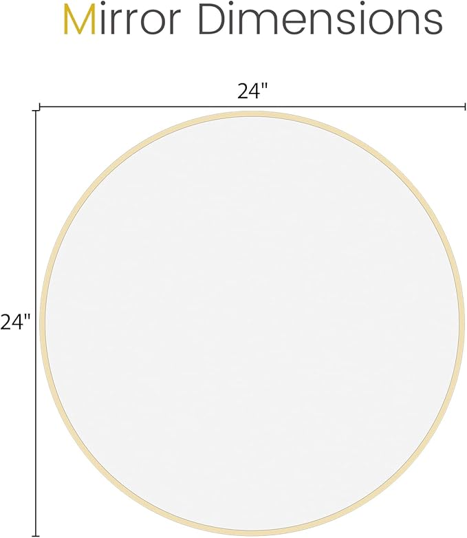 HOMECOOKIN Round Wall Mirror 24" Gold Circle Mirror - Image 7