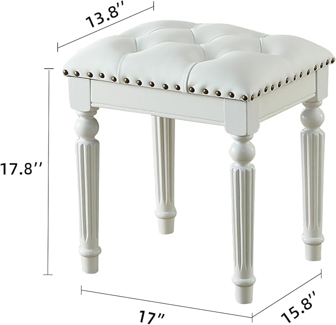 Vanity Bench Stool with Microfiber Leather Cushion, Vanity Chair Ottoman - Image 2