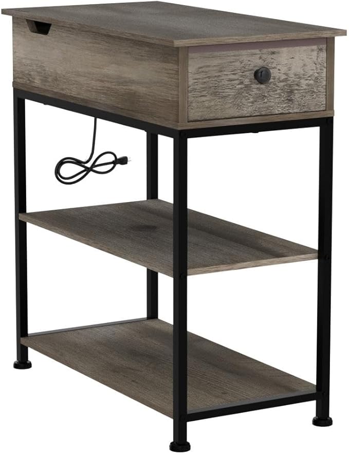 WLIVE Narrow Side Table with 2 USB Ports and 2 Outlets, Flip Top End Table with - Image 6