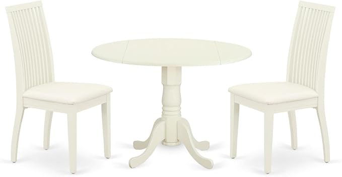 East West Furniture DLIP3-WHI-C 3 Piece Kitchen Table Set by EastWestFurniture