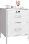 Nightstand, 2 Drawer Metal Locker End Table Lockable Bedside Table Storage by Steehoom