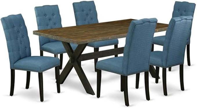 East West Furniture X677EL121-7 7 Piece Dining Table Set Consist of a Rectangle by EastWestFurniture