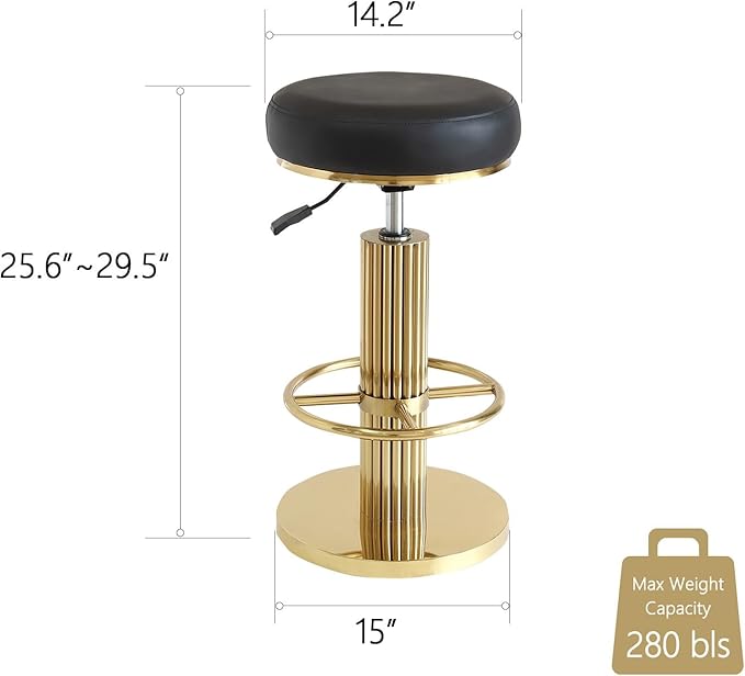 FUNROLUX Gold Bar Stools Adjustable Swivel Counter Stools Modern Backless - Image 3