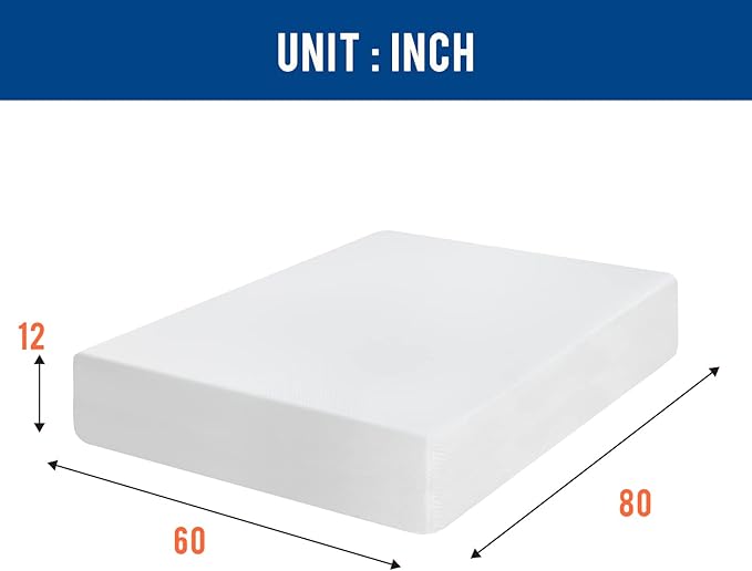 FDW | 12 Inch Queen Mattress | Medium Firm | Gel Memory Foam Mattress | White | - Image 2