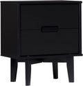 Brynn Modern Solid Wood 2-Drawer Nightstand 24 Inch Black by WalkerEdison