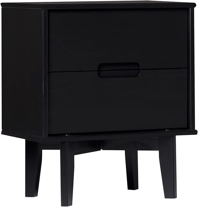 Brynn Modern Solid Wood 2-Drawer Nightstand 24 Inch Black by WalkerEdison