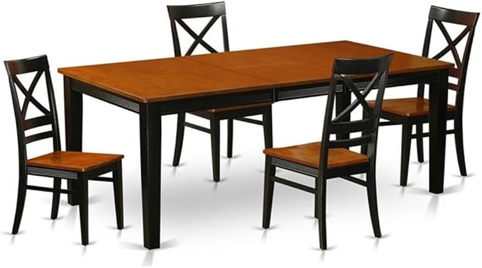 East West Furniture QUIN5-BLK-W 5 Piece Kitchen Table Set by EastWestFurniture