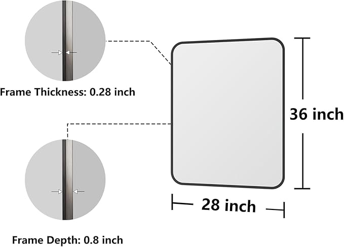 Bathroom Mirror, 28X36 Inch Black Metal Framed Mirror - Image 7